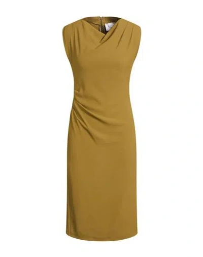 Kaos Woman Midi Dress Khaki Size 12 Polyester, Elastane In Sand