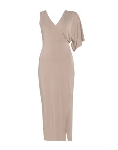 Kaos Woman Midi Dress Khaki Size 2 Acetate, Polyamide, Elastane In Neutral
