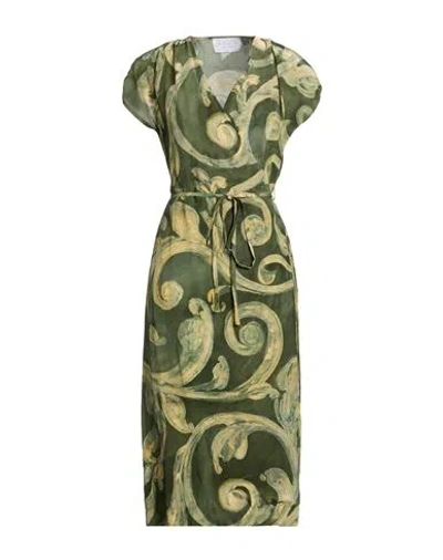 Kaos Woman Midi Dress Military Green Size 10 Viscose, Silk