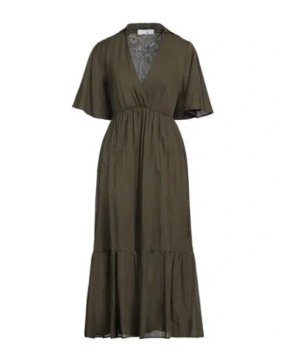 Kaos Woman Midi Dress Military Green Size 8 Cotton