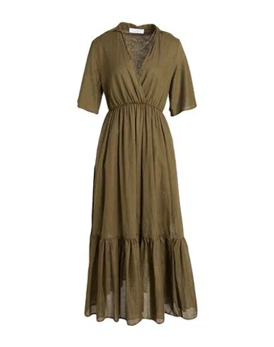 Kaos Woman Midi Dress Military Green Size 8 Cotton