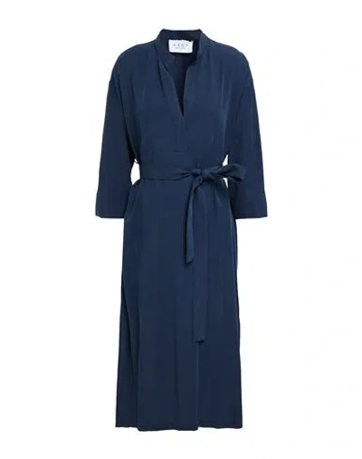 Kaos Woman Midi Dress Navy Size 12 Tencel, Linen In Blue