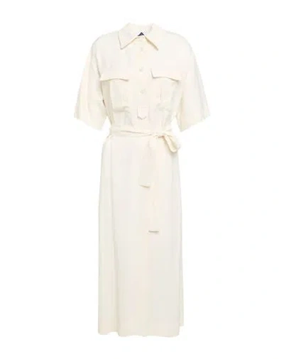 Kaos Woman Midi Dress Off White Size 10 Viscose, Linen