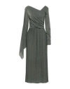 Kaos Woman Midi Dress Sage Green Size 8 Polyester, Viscose, Polyamide, Metallic Polyester, Elastane In Green
