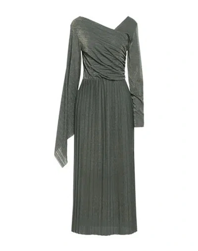 Kaos Woman Midi Dress Sage Green Size 8 Polyester, Viscose, Polyamide, Metallic Polyester, Elastane