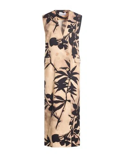 Kaos Woman Midi Dress Sand Size 10 Cotton In Brown