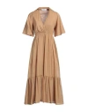 Kaos Woman Midi Dress Sand Size 10 Cotton In Beige
