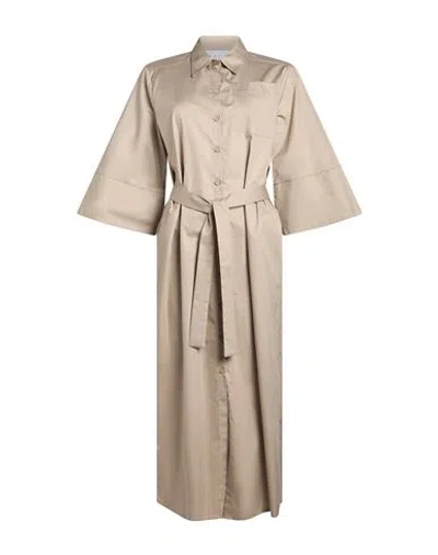 Kaos Woman Midi Dress Sand Size 6 Cotton In Neutral