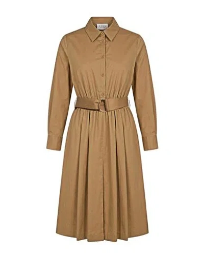 Kaos Woman Midi Dress Sand Size 6 Cotton In Brown
