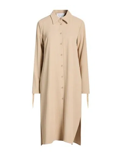 Kaos Woman Midi Dress Sand Size 8 Polyester, Elastane In Brown