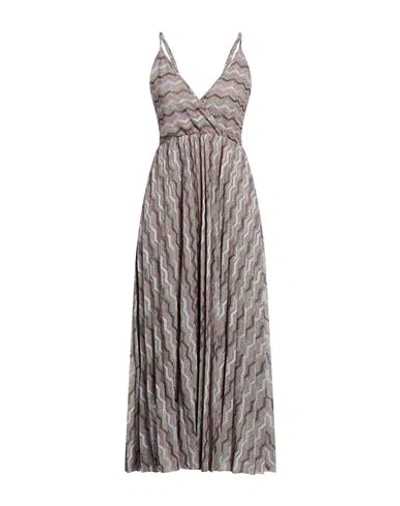 Kaos Woman Midi Dress Sky Blue Size 8 Viscose, Polyamide, Metallic Polyester In Gray