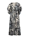 Kaos Woman Midi Dress Steel Grey Size 10 Cotton In Grey