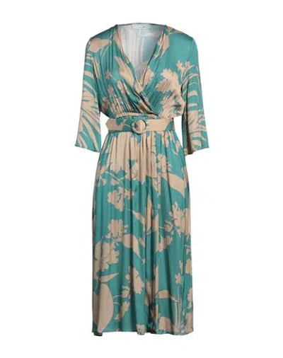 Kaos Woman Midi Dress Turquoise Size 10 Viscose In Blue