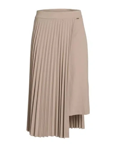 Kaos Woman Midi Skirt Khaki Size 10 Polyester, Viscose, Elastane In Sand