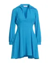 Kaos Woman Mini Dress Azure Size 6 Polyester, Elastane In Blue