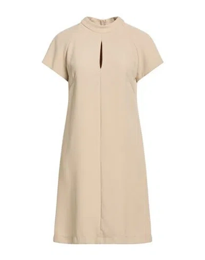 Kaos Woman Mini Dress Beige Size 4 Polyester, Elastane In Neutral