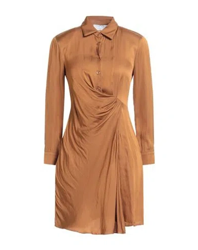 Kaos Woman Mini Dress Brown Size 8 Viscose