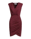 Kaos Woman Mini Dress Burgundy Size 6 Polyester, Viscose, Polyamide, Elastane In Burgundy