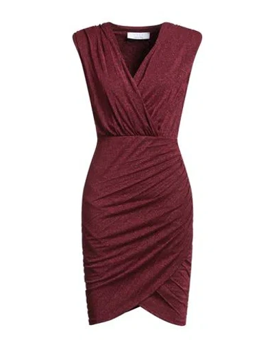 Kaos Woman Mini Dress Burgundy Size 6 Polyester, Viscose, Polyamide, Elastane In Red