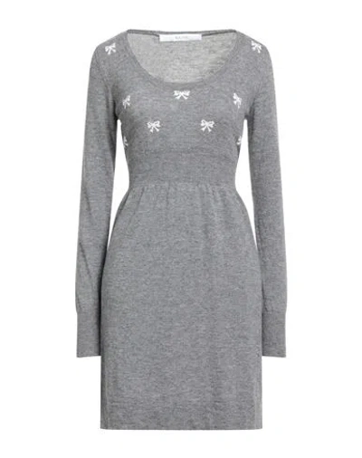 Kaos Woman Mini Dress Grey Size S Virgin Wool In Gray