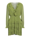 Kaos Woman Short Dress Sage Green Size M Polyester In Sage Green
