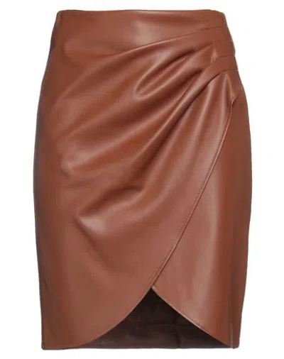 Kaos Woman Mini Skirt Brown Size 4 Polyester, Polyurethane