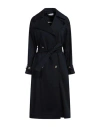 Kaos Woman Overcoat & Trench Coat Midnight Blue Size 2 Cotton, Elastane In Blue