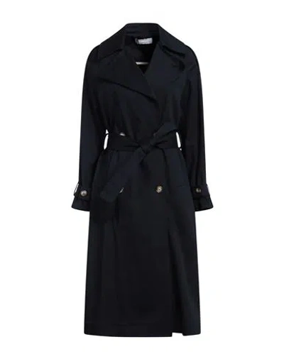 Kaos Woman Overcoat & Trench Coat Midnight Blue Size 2 Cotton, Elastane