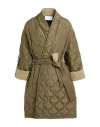 Kaos Woman Overcoat & Trench Coat Military Green Size 8 Polyester In Brown
