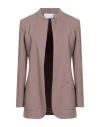 Kaos Woman Overcoat & Trench Coat Taupe Size 10 Viscose, Polyamide, Elastane In Gray