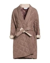 Kaos Woman Overcoat & Trench Coat Taupe Size 8 Polyester In Brown