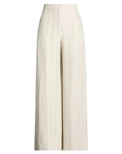 Kaos Woman Pants Beige Size 10 Linen, Viscose, Metal In Gold