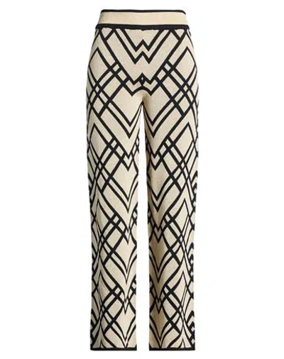 Kaos Woman Pants Beige Size L Viscose, Polyamide, Metallic Fiber In Neutral