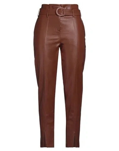 Kaos Woman Pants Brown Size 8 Polyester, Polyurethane