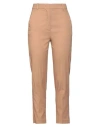 Kaos Woman Pants Camel Size 10 Viscose, Linen, Cotton, Elastane In Beige