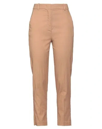Kaos Woman Pants Camel Size 10 Viscose, Linen, Cotton, Elastane In Beige