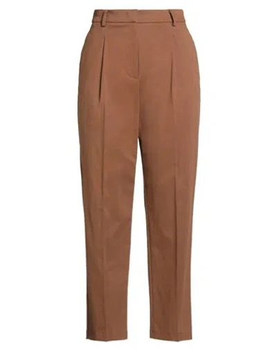 Kaos Woman Pants Camel Size 8 Cotton, Elastane In Brown