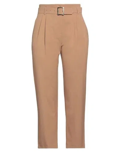 Kaos Woman Pants Camel Size 8 Polyester, Viscose, Elastane In Sand