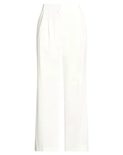 Kaos Woman Pants Cream Size 10 Polyester, Viscose, Elastane In White