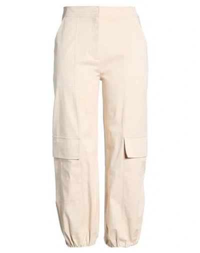 Kaos Woman Pants Cream Size 12 Cotton, Elastane In Neutral