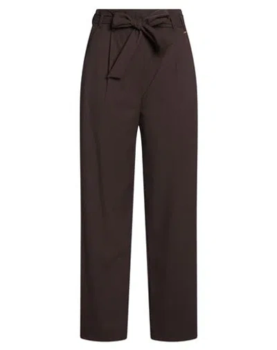 Kaos Woman Pants Dark Brown Size 2 Polyester, Viscose, Elastane