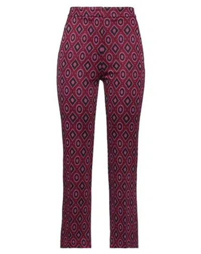 Kaos Woman Pants Garnet Size 4 Viscose, Lurex, Polyester, Elastane In Red