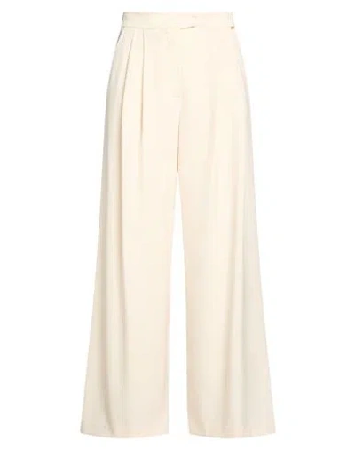 Kaos Woman Pants Ivory Size 2 Polyester, Viscose, Elastane In White
