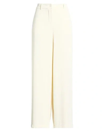 Kaos Woman Pants Ivory Size 8 Polyester, Elastane In Neutral