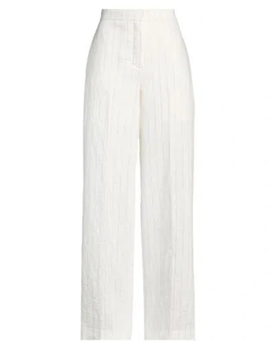Kaos Woman Pants Off White Size 10 Linen, Polyester, Lurex