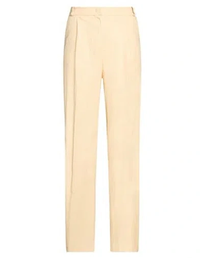 Kaos Woman Pants Pastel Yellow Size 2 Viscose, Linen, Cotton, Elastane