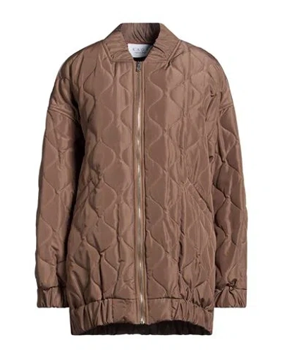 Kaos Woman Puffer Khaki Size 8 Polyester In Neutral