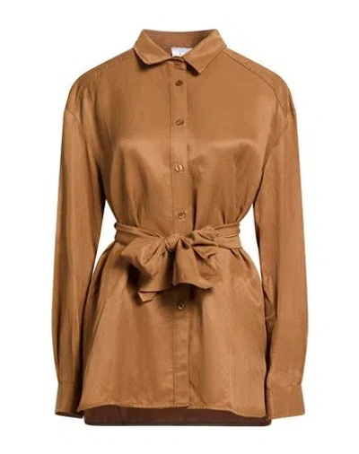 Kaos Woman Shirt Camel Size 8 Viscose, Linen In Sand