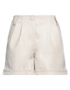 Kaos Woman Shorts & Bermuda Shorts Ivory Size 6 Polyurethane, Polyester In White