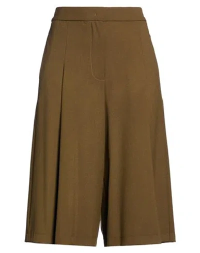 Kaos Woman Shorts & Bermuda Shorts Military Green Size 2 Polyester, Viscose, Elastane